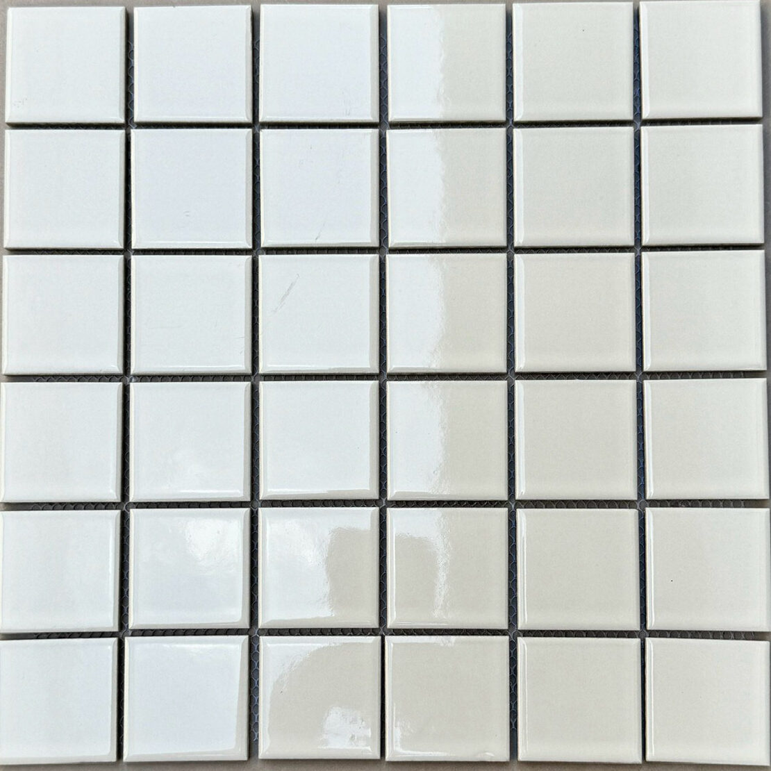 Gạch mosaic gốm sứ men trơn màu trắng bóng SGT_963