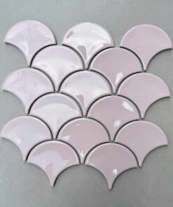 Gạch mosaic vảy cá men trơn bóng, lõm màu hồng F35