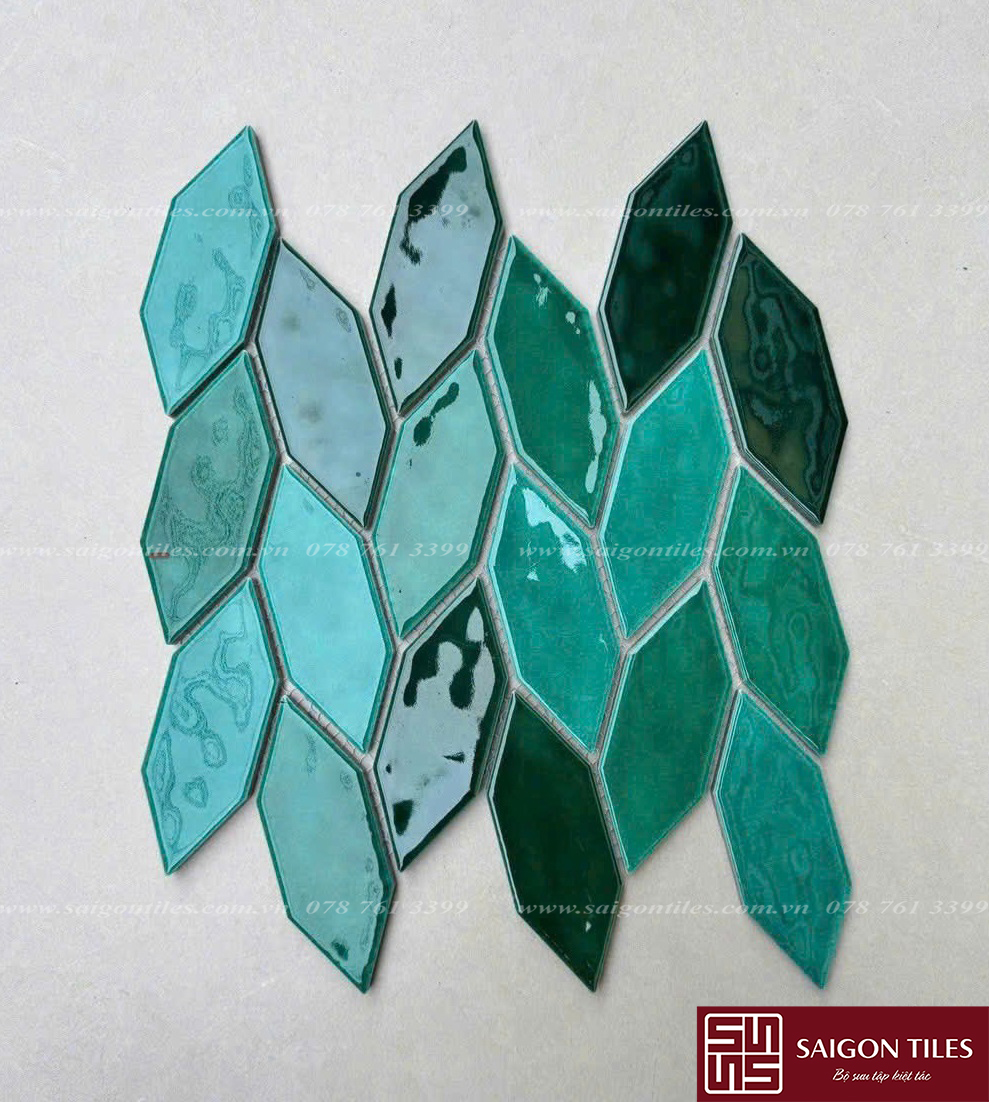 Gạch Mosaic chiếc lá màu xanh SGT_L15