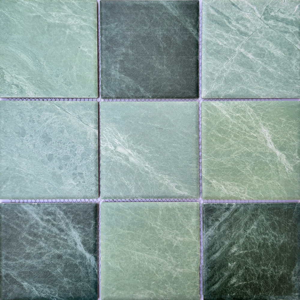 Gạch mosaic gốm sứ mờ xanh lá mix 97M22G