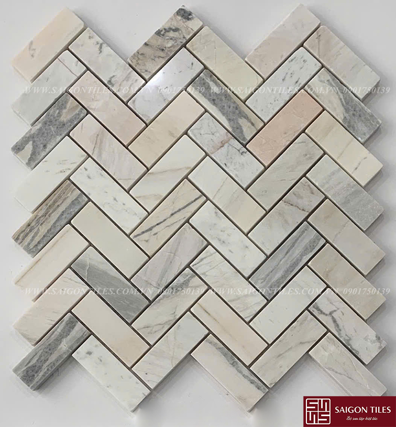 Đá mosaic ghép vỉ xương cá SGT_F001