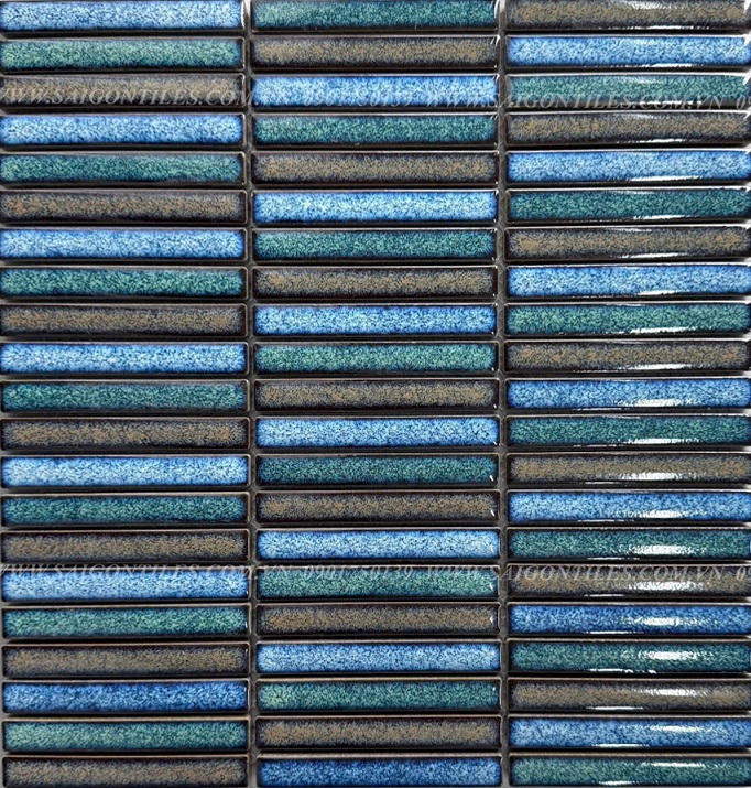 Gạch mosaic que đũa màu xanh mix màu SGT_008